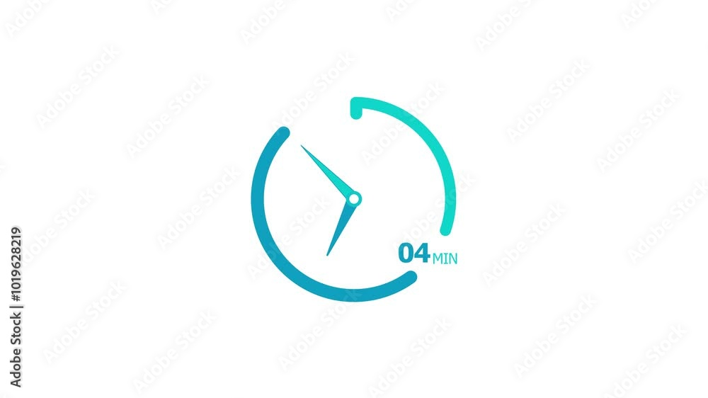 4 minute timer clock icon modern design animation 4k video. 4 minute timer clock icon modern design animation 4k video.