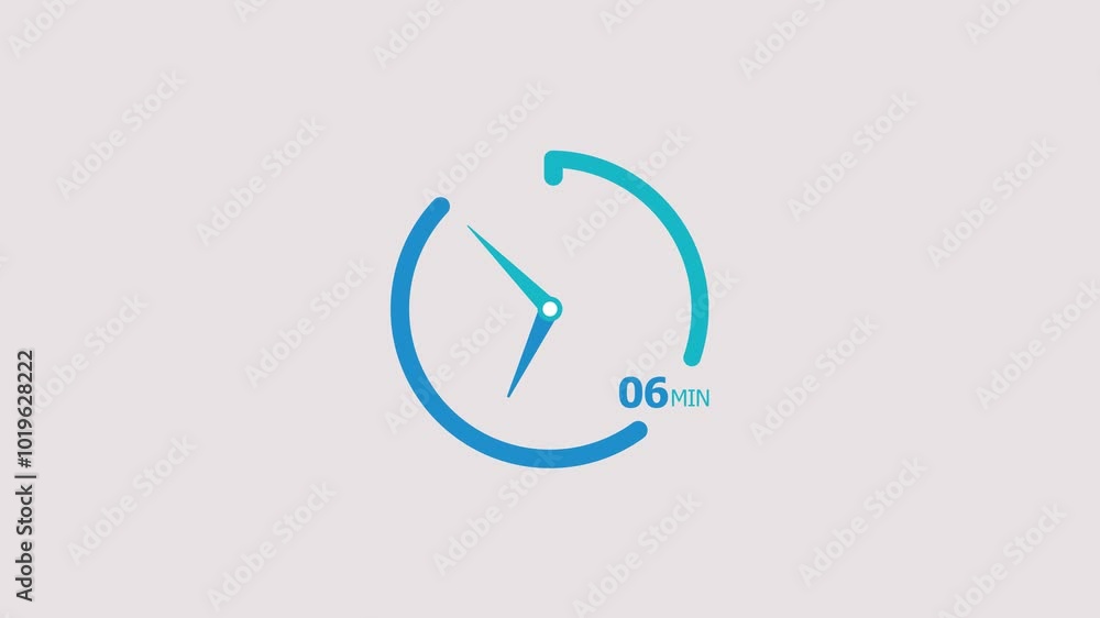 6 minute timer clock icon modern design animation 4k video. 6 minute timer clock icon modern design animation 4k video.
