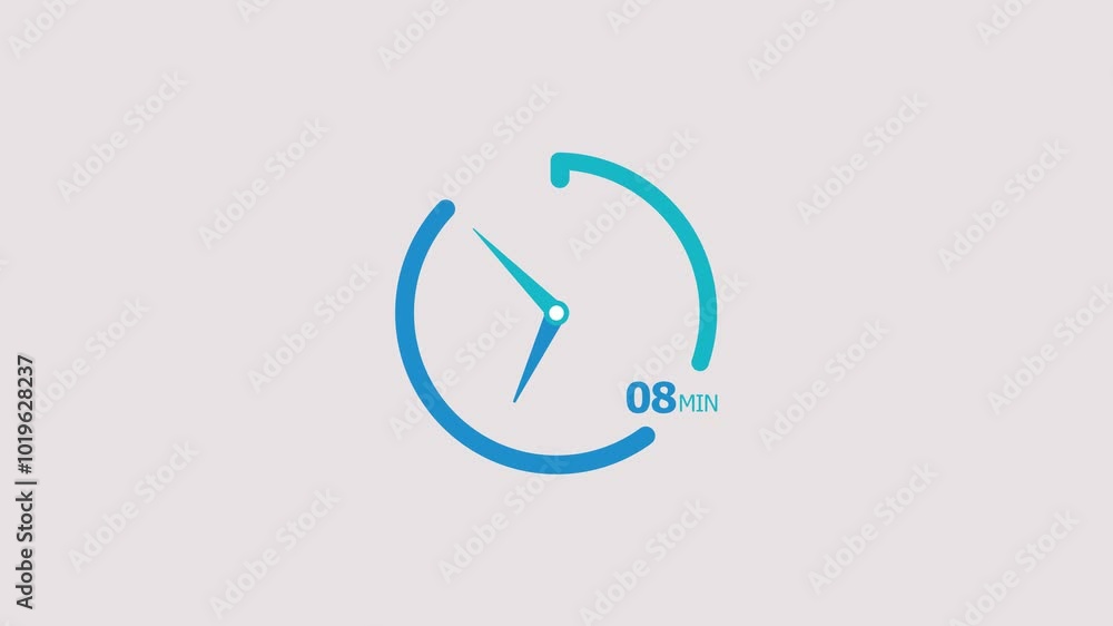 8 minute timer clock icon modern design animation 4k video. 8 minute timer clock icon modern design animation 4k video.