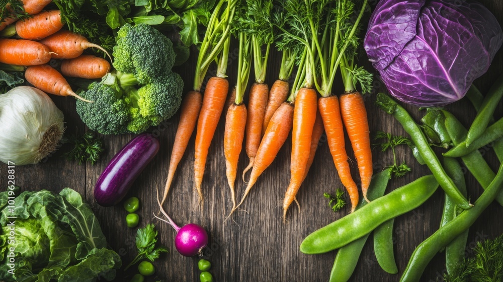 a top down view of freshly harvested vegetables a top down view of freshly harvested vegetables