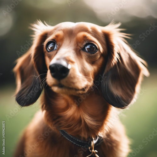 Cute Dachshund Dog Photograph Closeup