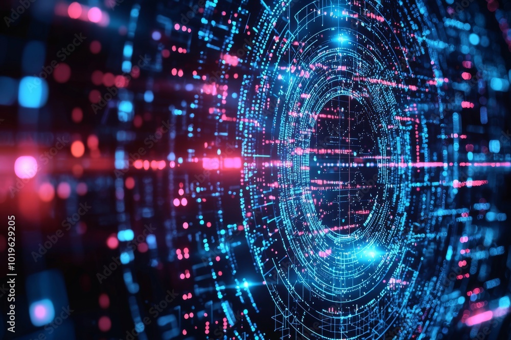 Digital Technology background of data and network created with Generative AI Digital Technology background of data and network created with Generative AI