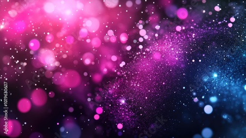 Abstract Background with Pink and Blue Glitter and Bokeh Lights