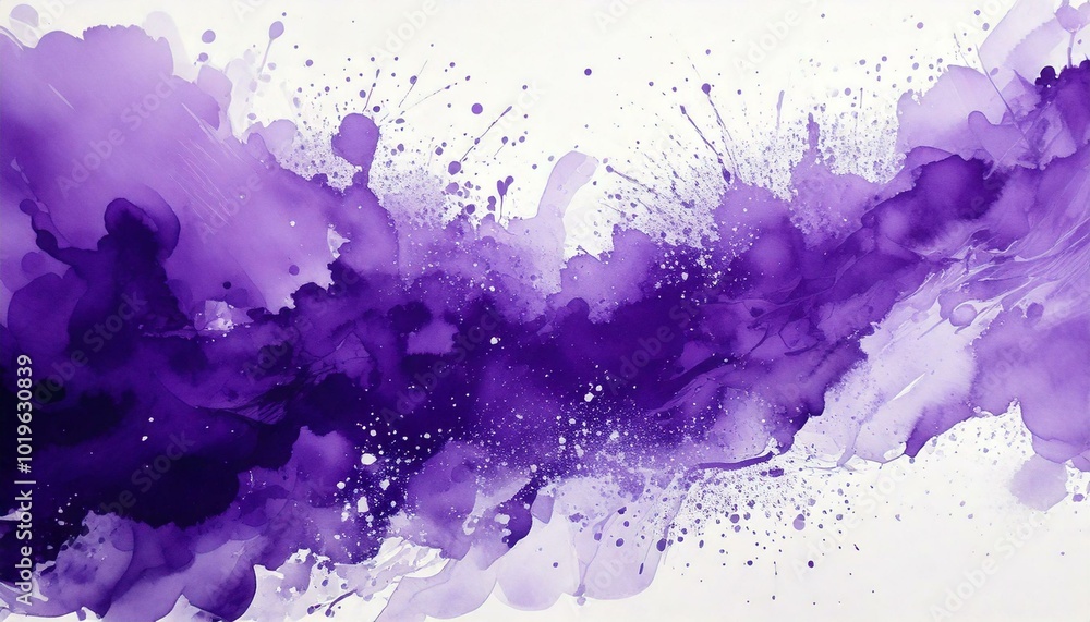 Obraz premium purple ink splashes on white, purple water splashes, purple water splash, purple water splash isolated, purple watercolor paint splashes, purple watercolor splashes, abstract watercolor background