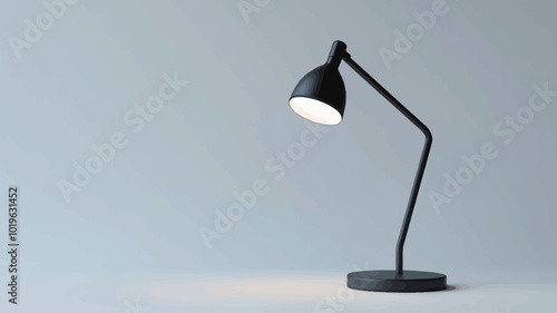 3d rendering of a black desk lamp on a gray background. 