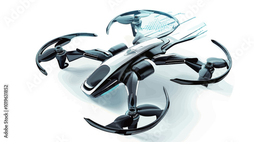 3d rendering of a drone with a propeller on a white background