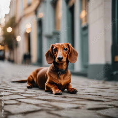 Cute Dachshund Dog Photograph Closeup photo