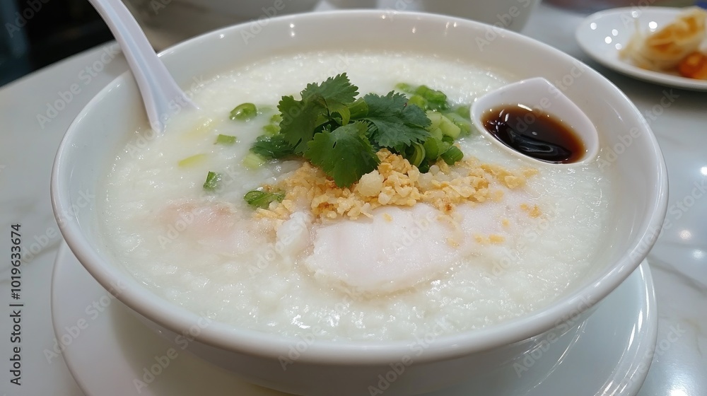 Savory Rice Porridge with Herbs and Toppings Savory Rice Porridge with Herbs and Toppings