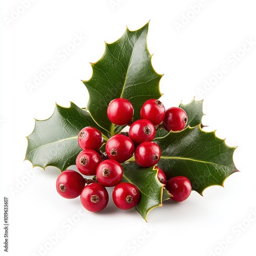 Holly leaves with vibrant red berries