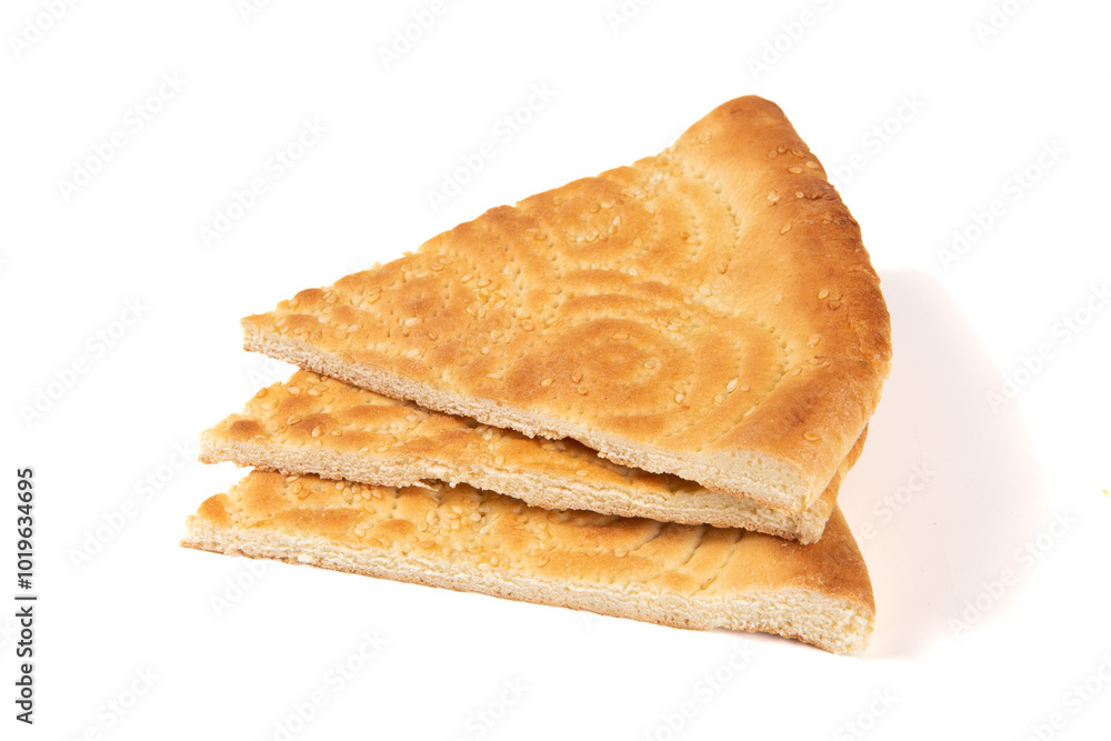 naan bread isolated on white background. Traditional food in Xinjiang, China naan bread isolated on white background. Traditional food in Xinjiang, China