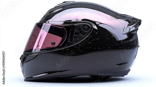 Motorcycle helmet isolated on a white background sleek and modern photo