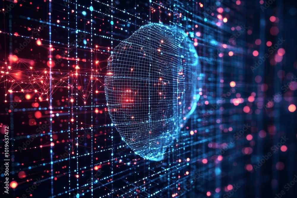 Fototapeta premium Digital Technology background of data and network created with Generative AI