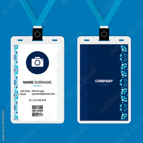 Oriental ID Card Design with Ornament on The Side