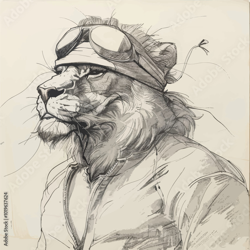 Lion in Goggles Sketch 
