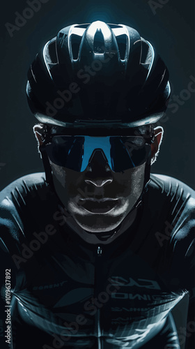 Cyclist in Helmet and Sunglasses  
