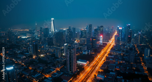 Wallpaper Mural A view of a city at night from the top of a skyscraper Torontodigital.ca