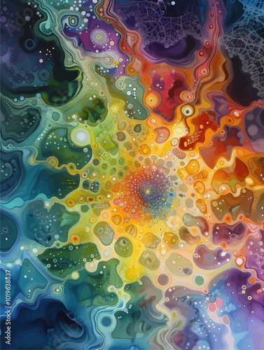 Abstract Swirls and Circles in Rainbow Hues