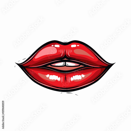 Glossy Red Lips Illustration 
