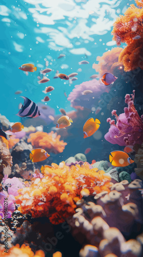 Colorful Fish and Coral Reef 
