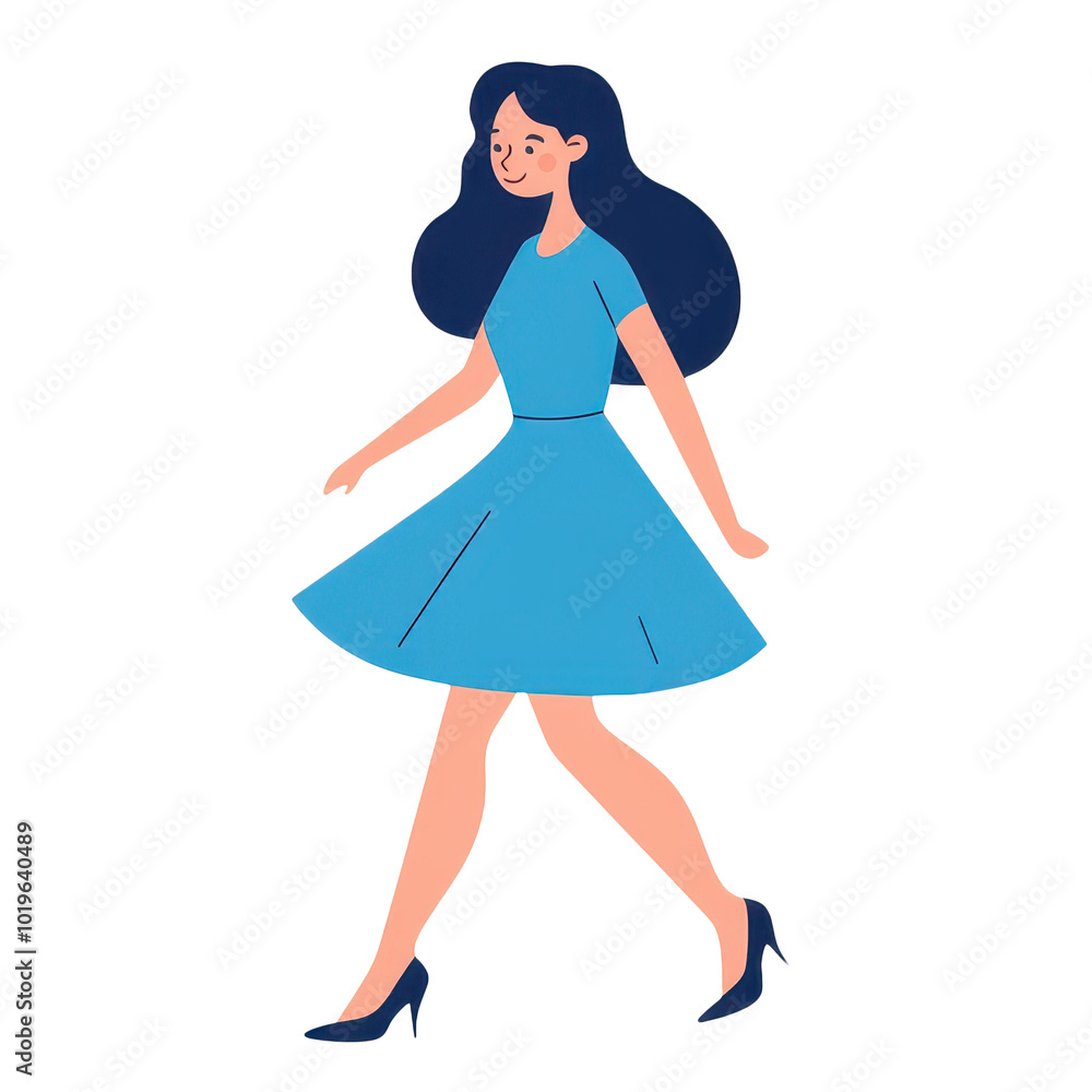A stylish girl flaunts her heels in a charming dress, animated to show a captivating walking motion in a cartoon style. A stylish girl flaunts her heels in a charming dress, animated to show a captivating walking motion in a cartoon style.