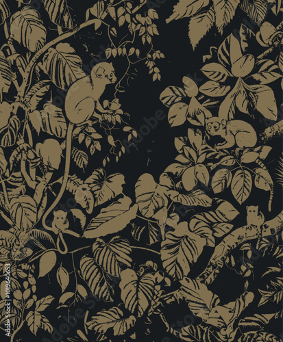 Monkeys in Lush Tropical Foliage 
