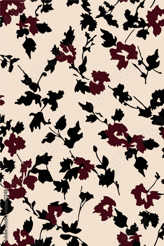 Black and Burgundy Floral Pattern  
