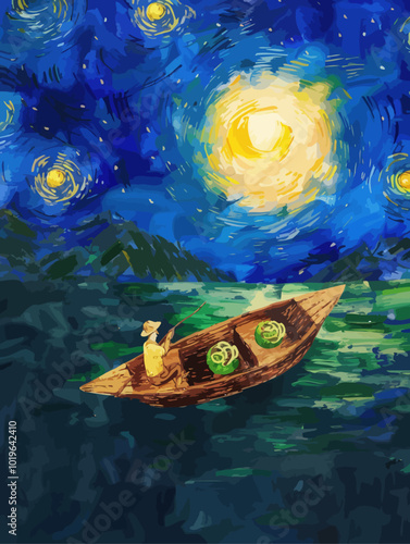 Starry Night Rowboat 
