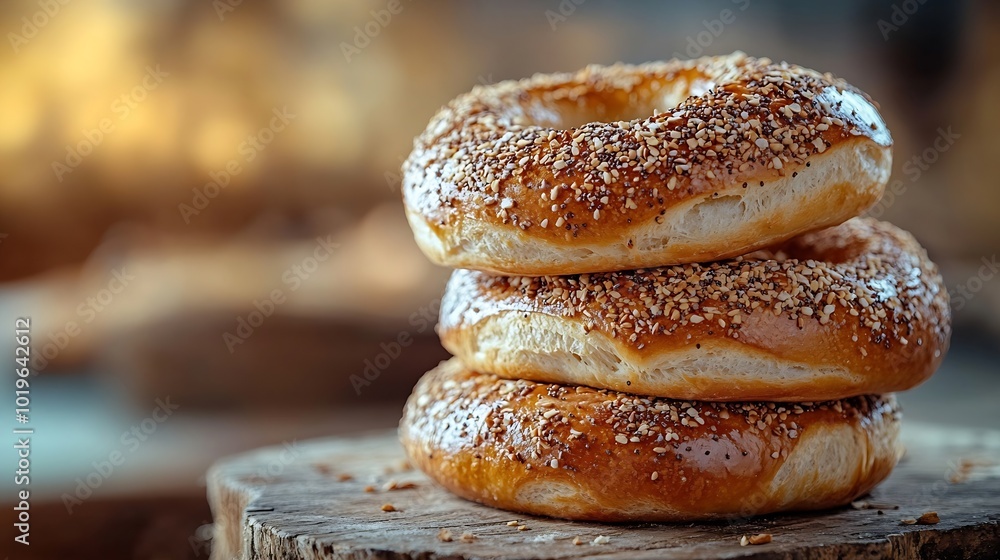 Traditional Turkish pastry concept pogaca bagel on rustic table famous bakery product : Generative AI Traditional Turkish pastry concept pogaca bagel on rustic table famous bakery product : Generative AI