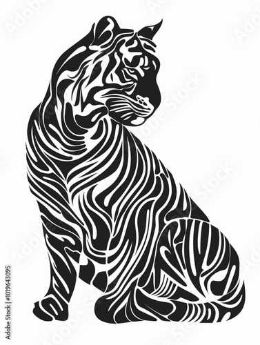 Black and White Tiger Illustration 
