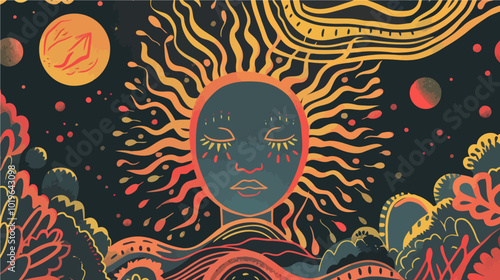 Psychedelic Sun with Closed Eyes  
