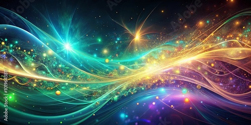 Cosmic Dance of Light and Energy, A Symphony of Vibrant Hues, Intertwined and Flowing Through the Infinite Canvas