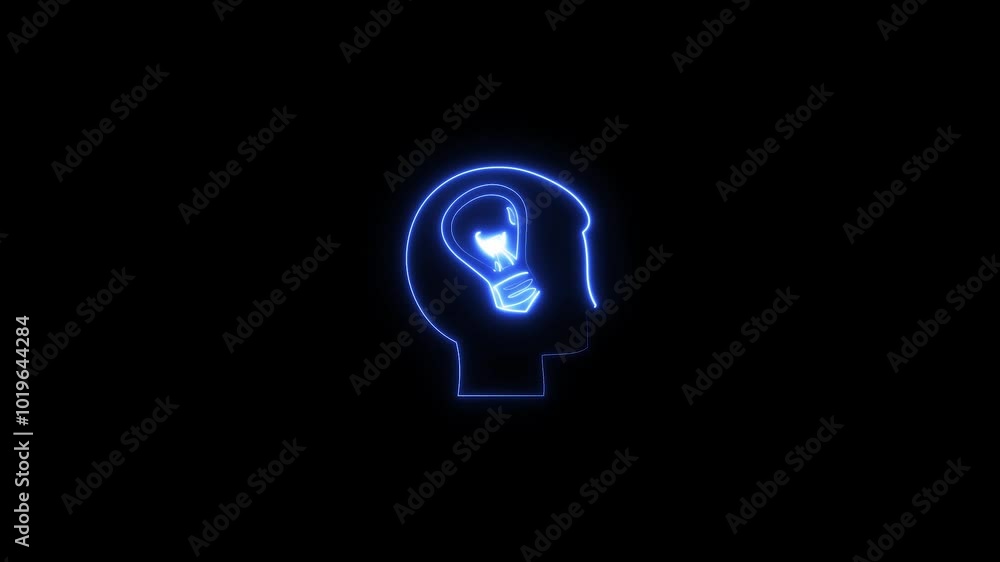 Glowing Neon brain icon animation background. People Brain power icon Animation concept, Creative and intelligent brain icon 4k video. Glowing Neon brain icon animation background. People Brain power icon Animation concept, Creative and intelligent brain icon 4k video.