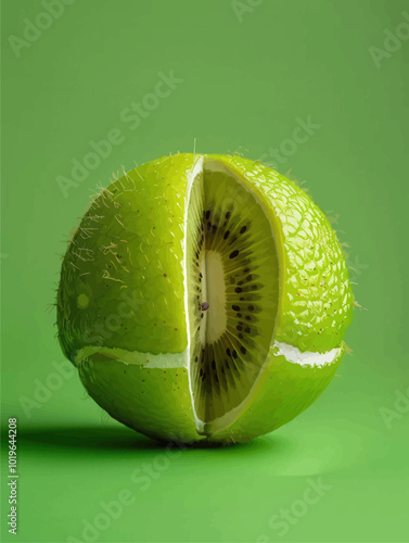 Kiwi Tennis Ball on Green Background