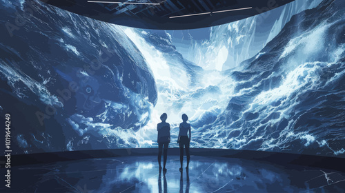 Curved Screen Projection of Ocean Waves