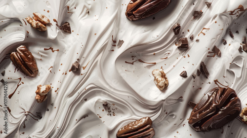 Chocolate and Pecan on White Swirls  
