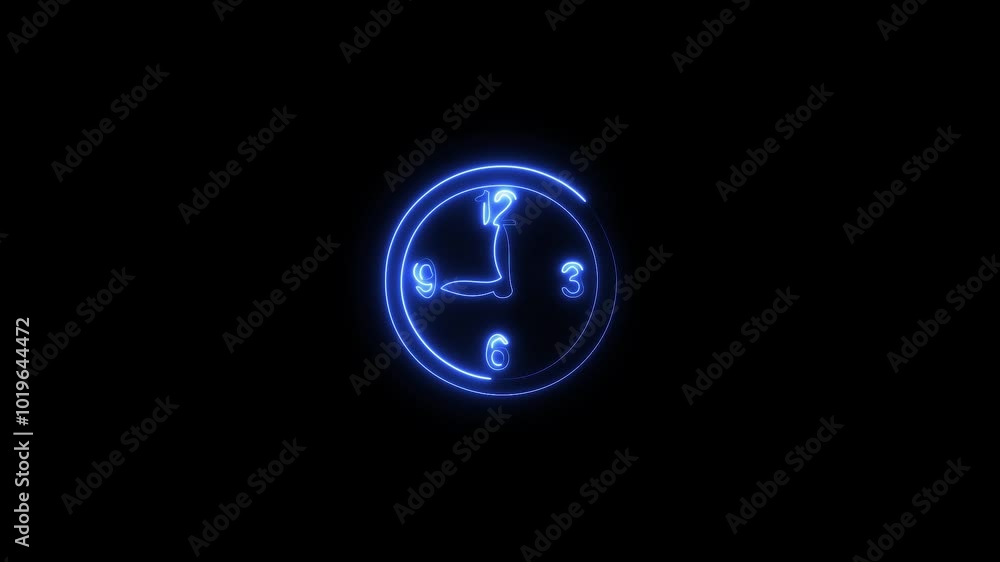 analog clock icon 9 o. clock animation, on black background 4k video. analog clock icon 9 o. clock animation, on black background 4k video.