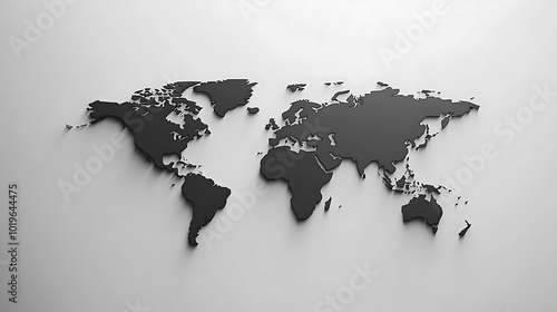 Wallpaper Mural world map with simple black outlines of continents on a white background, clean and modern design ideal for presentations and infographics  Torontodigital.ca