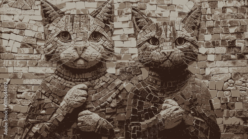 Cat Mosaic Wall Art