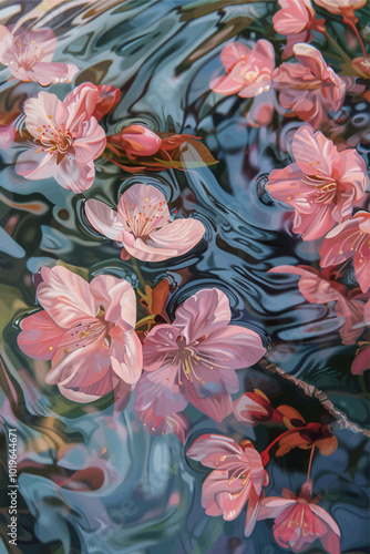 Pink Flowers Floating in Water  
