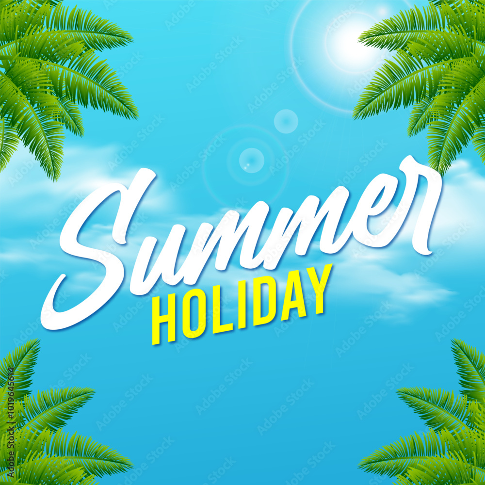 Obraz premium summer with realistic sky background