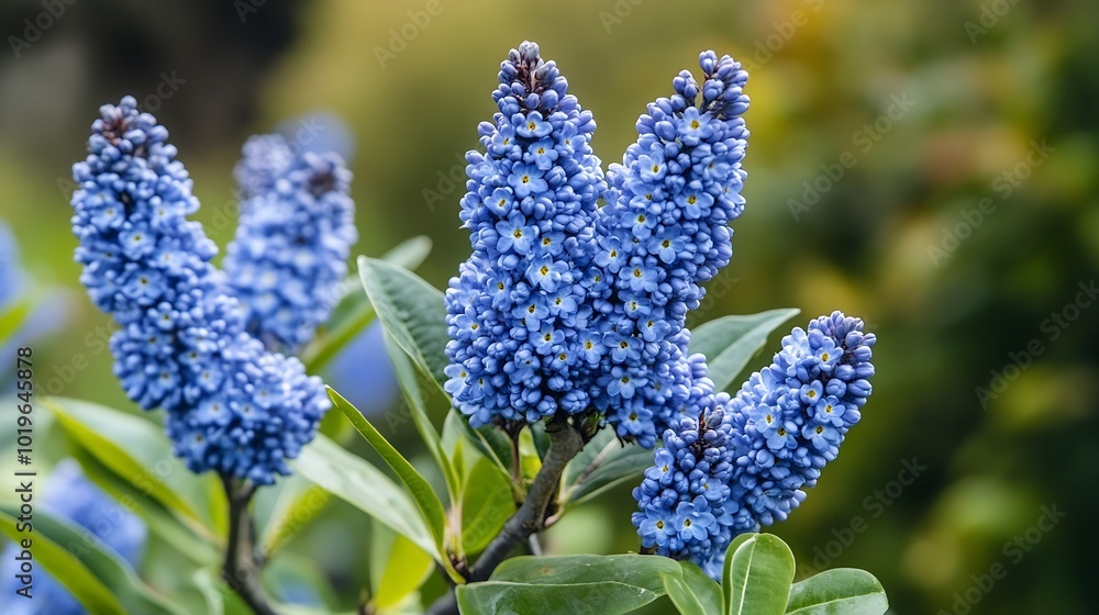 Blue flowers of eltleaf ceanothus island ceanothus or sland mountain lilac flowering tree in Londons garden UK in spring : Generative AI Blue flowers of eltleaf ceanothus island ceanothus or sland mountain lilac flowering tree in Londons garden UK in spring : Generative AI