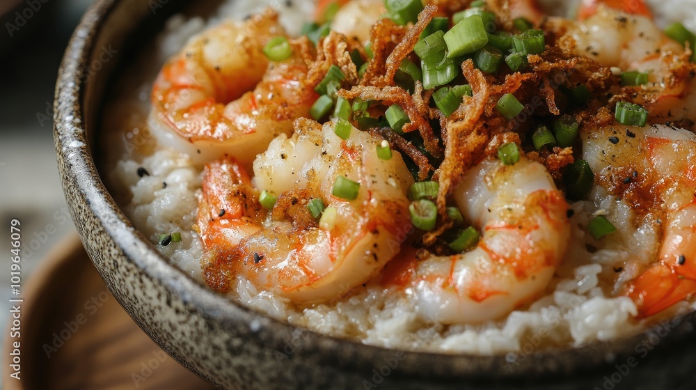 Shrimp Dish with Rice and Green Onions Shrimp Dish with Rice and Green Onions