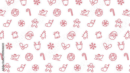 クリスマスのアイコンのシームレスなパターン。かわいいクリスマスのイラスト。