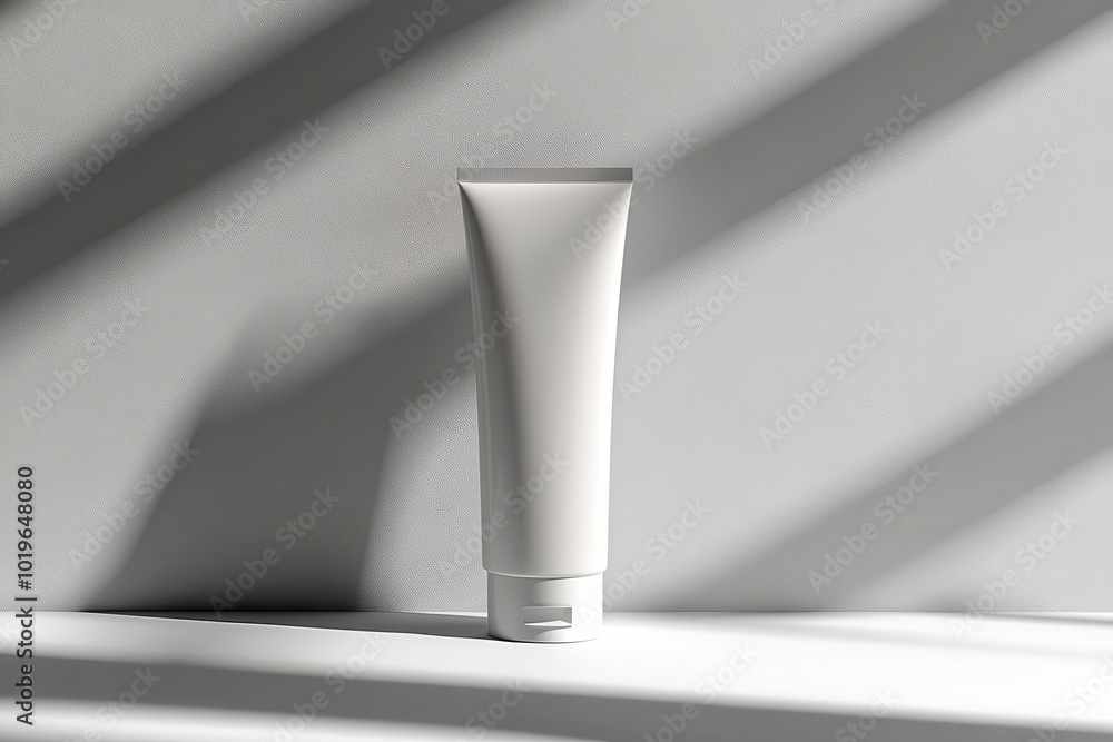 sleek and modern white tube mockup for cosmetic packaging featuring a blank space for branding design set against a minimalist background sleek and modern white tube mockup for cosmetic packaging featuring a blank space for branding design set against a minimalist background