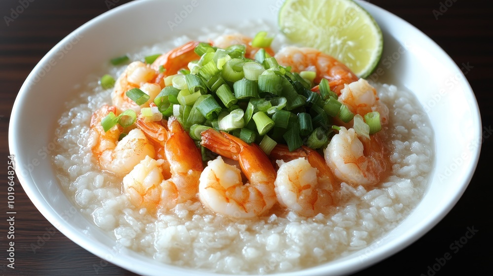 Delicious Shrimp and Rice Porridge with Green Onions Delicious Shrimp and Rice Porridge with Green Onions