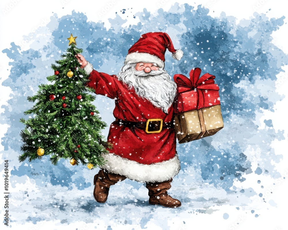 Festive Gnome with Christmas Tree and Present Festive Gnome with Christmas Tree and Present