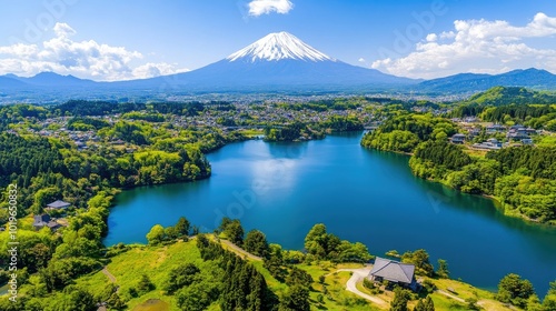 Scenic View of Mount Fuji Overlooking a Serene Lake