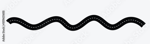 winding vector road, Winding road. Journey traffic curved highway. Seamless highway marking Isolated