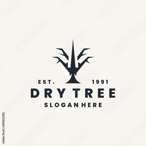 Dry tree logo vector hipster vintage icon illustration