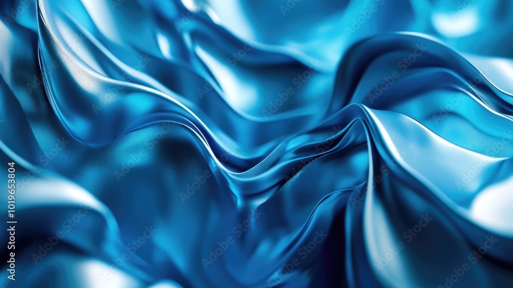 Obraz premium Abstract Blue Fabric with Smooth, Wavy Texture